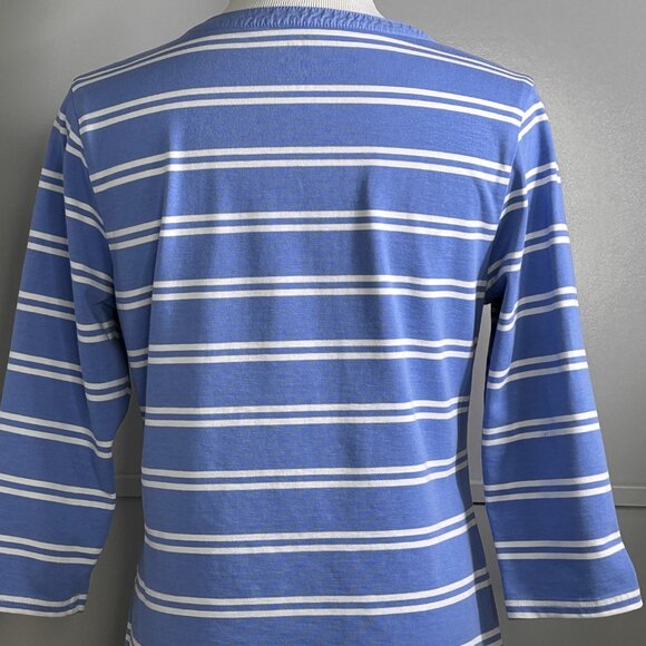 L.L. Bean Women's 3/4 Sleeve Top Tee Shirt Blue and White Stripe Size XS Petite - Picture 8 of 10